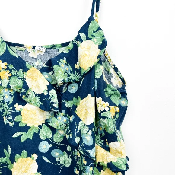 Old Navy Blue & Yellow Floral Tank Top with Ruffled Front - Picture 6 of 10